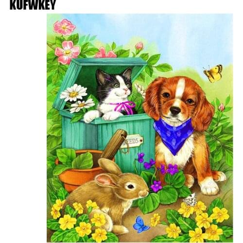 Full Square Drill 5D DIY Diamond Painting "dog/rabbit/Bird" diamond Embroidery Cross Stitch drill Mosaic Home Decor craft Gift