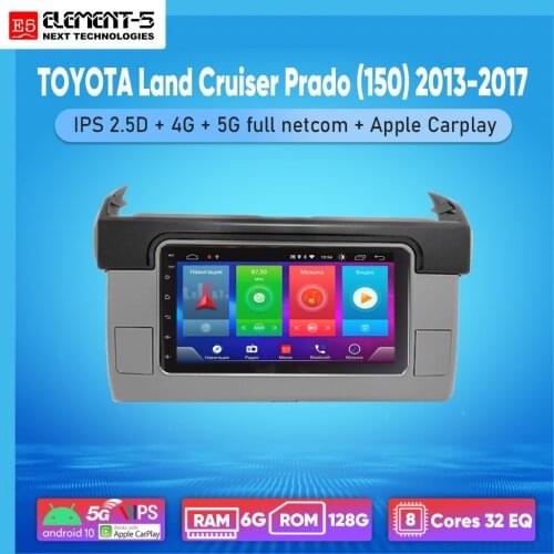 ELEMENT-5 7" 2G+32G Android 8,9,10 4G WIFI RDS DSP Car Radio For TOYOTA Land Cruiser Prado (150) 2013-2017, Navigation GPS HIFI