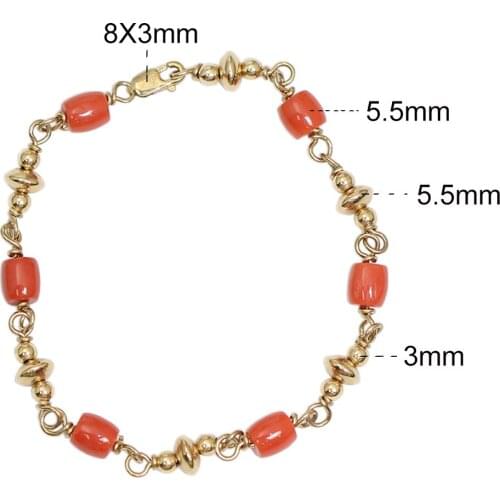 Beadsnice Gold Filled Bracelet with Red Coral Dainty Gift Handmade Jewelry 39751