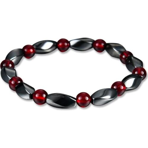Men Women Casual Jewelry Gifts Natural Stone Beads Magnetic Hematite Stone Beads Cuff Bracelets For Lover Gift