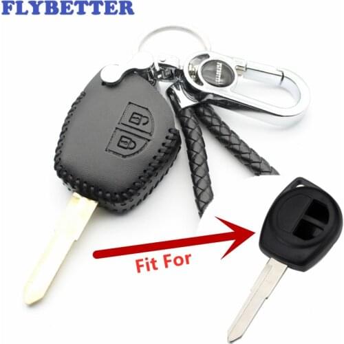 FLYBETTER Genuine Leather 2Button Transponder Remote Key Case Cover For Suzuki Ignis/Alto/SX4/Swift/Vauxhall L80