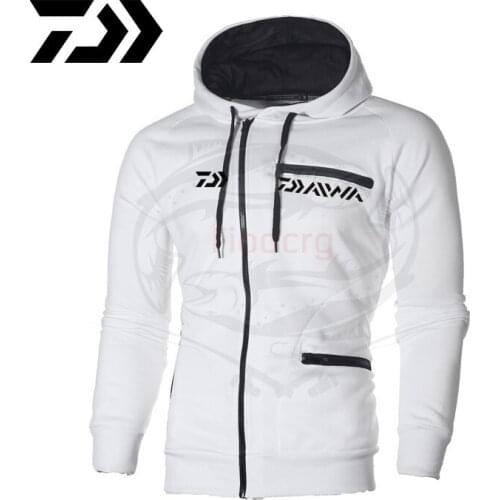 Daiwa Fishing Autumn Winter Cotton Hoodied Mens Sweatshirts Solid Hoody Fleece Thick Hoodies Men Sportswear Zipper Sweatshirts