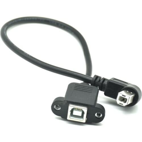 30cm 1m 1ft 90 USB 2.0 Elbow B Male to Female Cable USB Type B Wire Socket Printer Panel Mount Extension Cable lock Connector