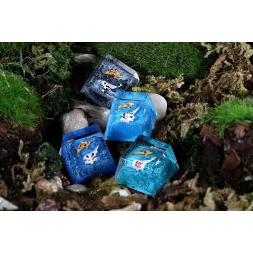 Handmade Backlight Resin Keycaps Koi Design For Cherry Mx Switch Mechanical Keyboard Decoration Gift For Boyfriend Girlfriend