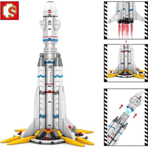 SEMBO BLOCK City Rocket Assembly & Transport Building Kit Collection Lepining Rocket Building Blocks Carrier rocket