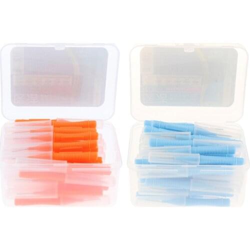 Lots 80 Inter Brush Toothpick w/Lids Oral Care Blue+Orange