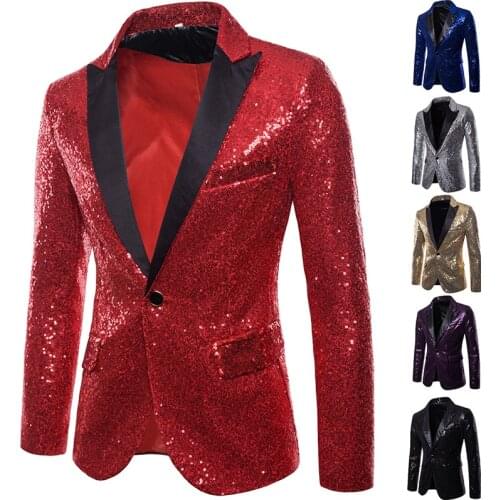 Men Blazer Glitter Sequin Suit Jackets Fancy Show Costume Party Coat Men Wedding Party Blazers Gentleman Dance Bling Formal Suit