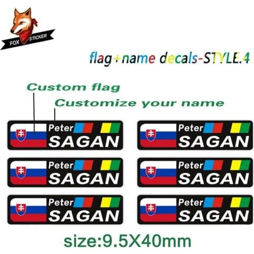 Ride Name ID custom stickers bicycle flag and name sticker road bike frame signature decals