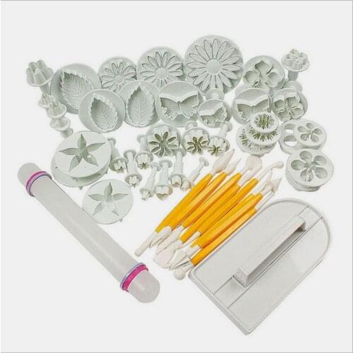 New 46Pcs/set Fondant Cake Decorating Sugarcraft Plunger Cutter Tools Mold Cookies full set mold
