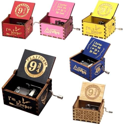 Wholesale Anonymity Carved Wood Hand Crank Jurassic Park Music Box FRIENDS My Heart Will Go On Music Box Birthday Gift