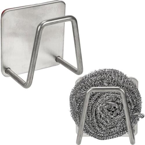 Sponge Drain Rack Kitchen Accessories Brush Sponge Holder Clip Home Storage Drainer Drying Rack Stainless Steel