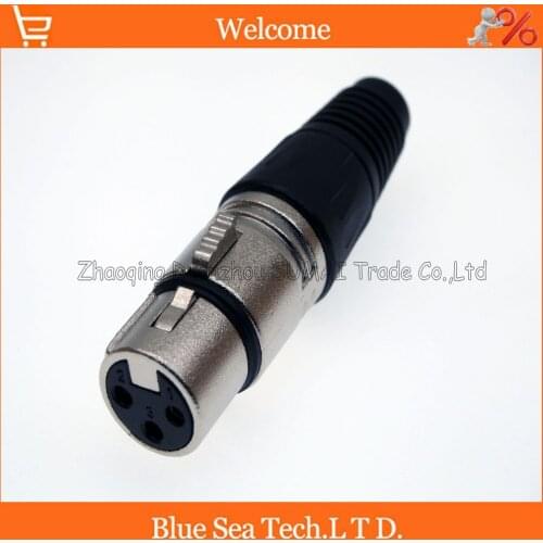 10 PCS Audio MIC Connector XLR 3 Pin Female 3P XLR KTV Microphone/ Speakers plug, Silver with black sheath