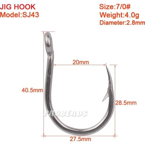 Fishing Hook Barbed With Hole 5Pcs Fly Fishhook 1-13# Sea Fishing Big Bass Trout Tuna Catfish Squid Fish Hooks