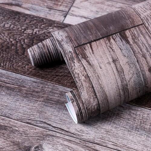 Furniture Sticker Living Room Bedroom Wallpapers PVC Peel and Stick Wood Plank Wallpaper Grey Vinyl Self Adhesive Contact Paper