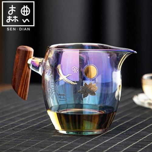 SENDIAN Japanese Style Color Craft Glass Cup High Temperature Resistant Tea Set Fair Cup 2021 Office Home Kitchen Accessories