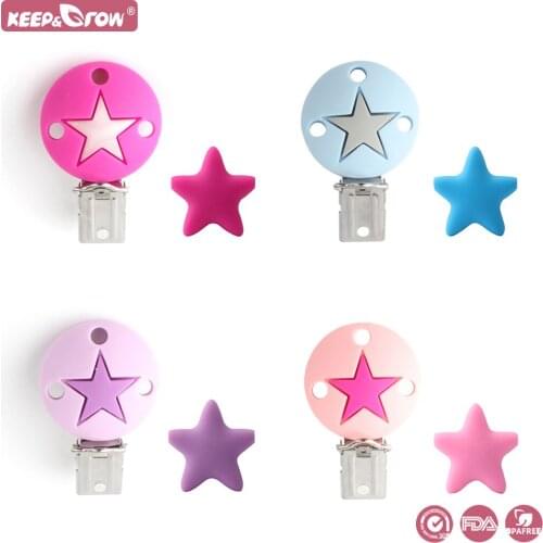 Keep&Grow Star Silicone Beads Baby Pacifier Clips Food Grade DIY Teething Necklace Making Toys Baby Silicone Teethers Accessorie