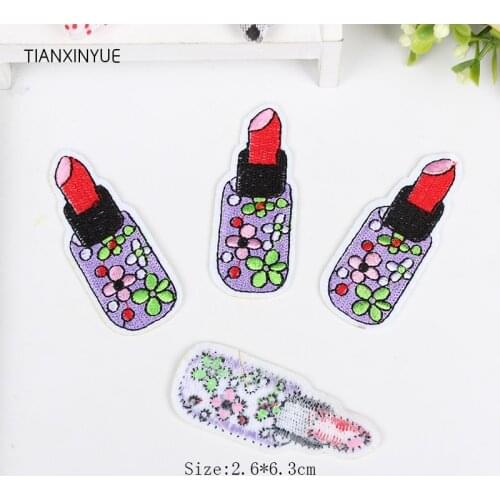 TIANXINYUE 20pcs/lot Red LIPSTICK Patch Iron On Applique Fabric Embroidered Motif Biker Chick Lady Decal Sew DIY Accessories