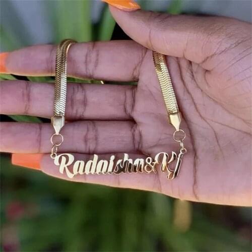 Noelia Custom Snake chain Necklace Personality Nameplate Necklace Custom Stainless Steel Name Necklace for Women Mom Girl Gift