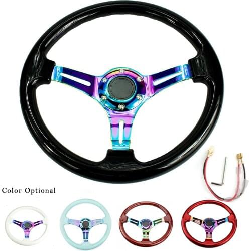 350mm 14inch ABS Auto Racing Universal Steering Wheel 6 Holes Neo Chrome Bracket Car Steering wheels