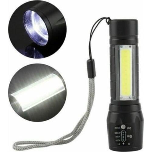 Waterproof portable T6 COB LED USB rechargeable aluminum alloy travel camping light with zoom 3 mode flashlight focusing light