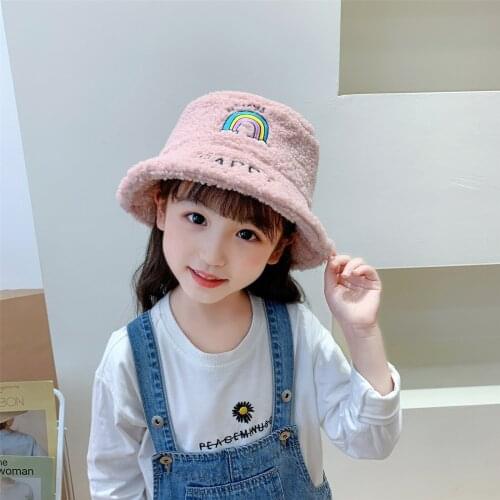 Winter Lamb Velvet Childrens Hat New Men and Women Baby Bucket Hat Outdoor Warm Childrens Bob Hat Baby Panama Hat