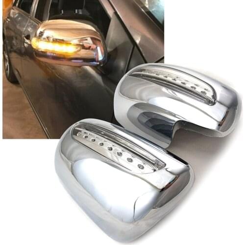 1Pair Chrome ABS Car Side Rearview Mirror Cover With LED Lamp Light For Toyota Corolla 2008 2009 2010 2011