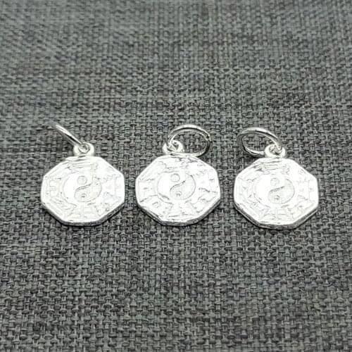10 Pieces 925 Sterling Silver Yin Yang Tai Chi Charms for Feng Shui Bracelet