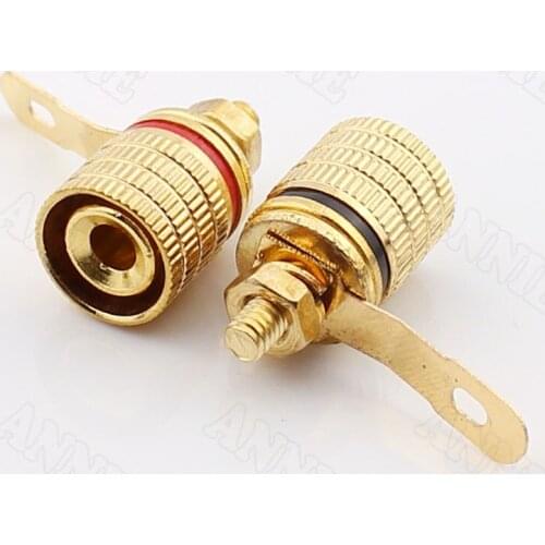 100pcs/lot Audio Wire Socket Trench Excavated Straight Burr Gold Plated Plug Connector