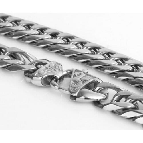 15mm/ 12mm choose 18 inch- 36 inch Stainless Steel Fashion Curb Link Chain Necklace For Mens Necklace