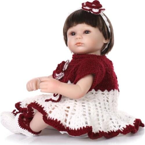 18Inch kids doll toys silicone reborn baby girl Cotton Body magnetic mouth classic toys for children brinquedo menina