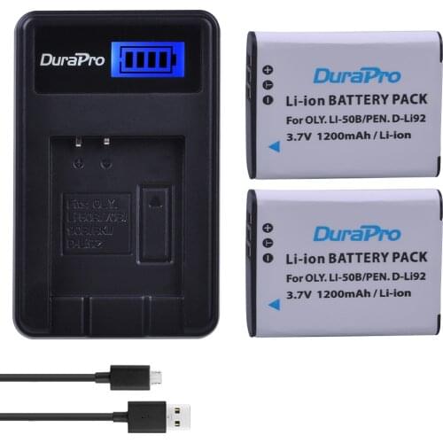 2pcs 1200mAh Li-50B D-LI92 Li 50B D LI92 Li-ion Camera Battery + LCD USB Charger for Olympus SP 810 800UZ u6010 u6020 u9010 SZ14