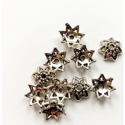 20pcs Metal Tibetan Silver Spacer Beads Charms for Jewelry Making Flower Beads Cap Jewelry Accessories Wholesale About 9*3mm