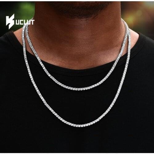 5MM Ice Out Round Tennis Chain Necklace for Men Hip Hop Jewelry with Box