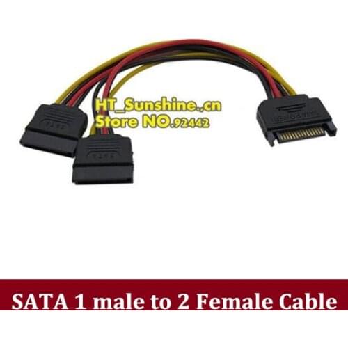 50pcs/lot Best Cheaper Price for SATA 15pin Hard Disk Power Male to 2 Female Splitter Y 1 to 2 extension Cable