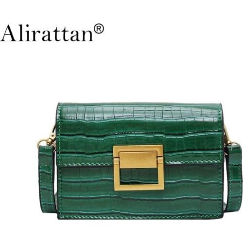 Alirattan Women Crocodile Pattern Bags Fashion Trendy Retro Python Crossbody Bags Shoulder Messenger Bag Female Purses ins H373