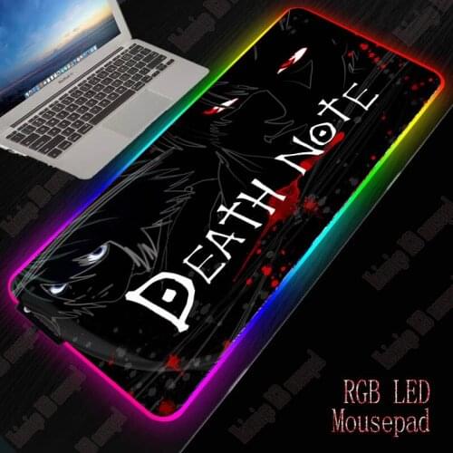 Anime Death Note Gaming RGB Mouse Pad Computer Mousepad RGB Backlit Mause Pad XXL Large Mousepad Desk Keyboard LED Mice Mat
