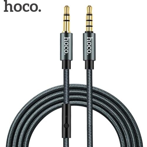 HOCO 3.5mm Jack Audio Cable Gold Plated Jack 3.5 mm Male to Male Aux Cable With Microphone MIC For iPhone Car Headphone Speaker