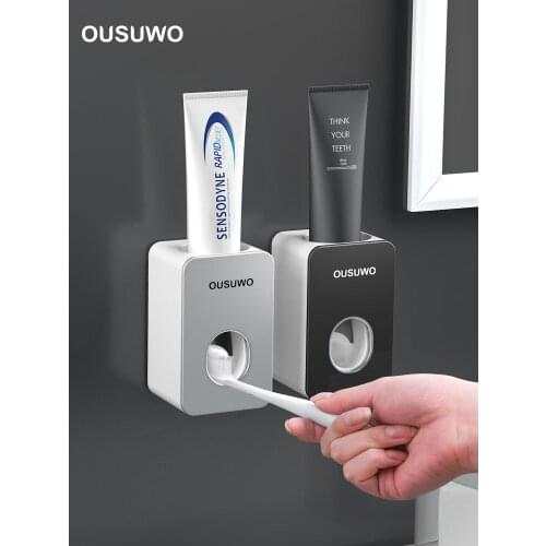Automatic Toothpaste Squeezer Plastic Wall Mounted Toothbrush Holder Free Punching Lazy Dispenser 3 Color Bathroom Accessories