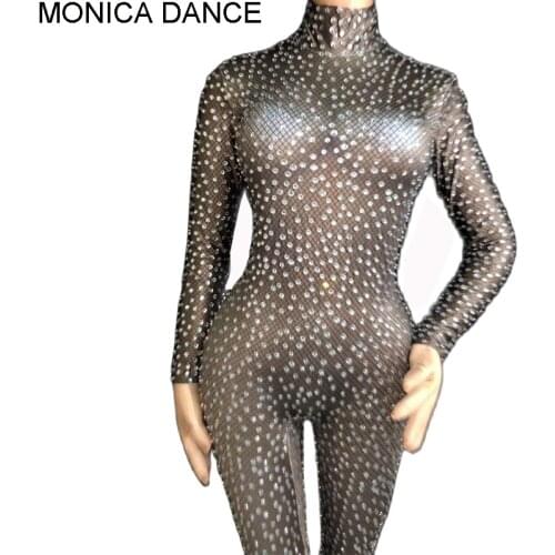 Sparkly Rhinestones Jumpsuit Women Sexy Stage Nightclub Prom Party Birthday Wear Singer Dance Costume Rave Festival Costume