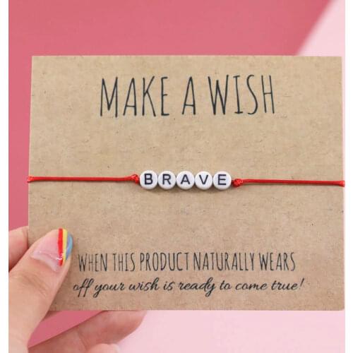 Brave Beaded Bracelet Word Bracelet Letter Charm for Women MenWish Friendship Red Bracelets Love Brave Inspirational Gift