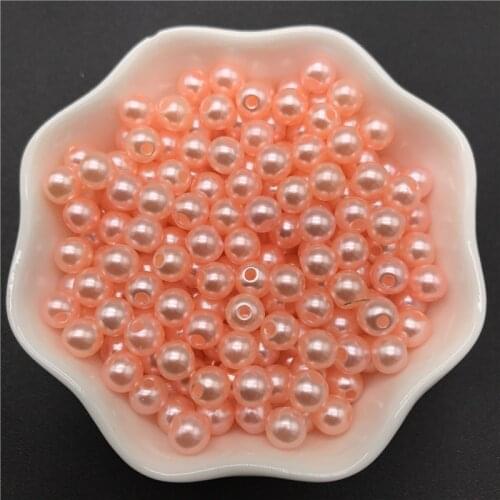 4mm 6mm 8mm 10mm Pink Imitation Pearls Acrylic Beads Round Pearl Spacer Loose Beads For Jewelry Making