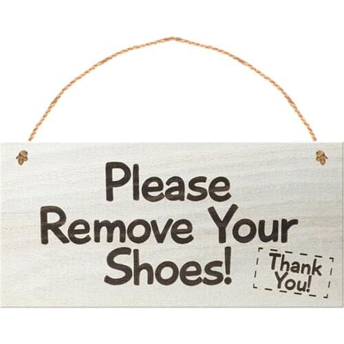Hanging Home Decor Craft Please Remove Your Shoes Plaque Welcome Sign Square Porch Rustic Front Door Wooden Gift With Rope