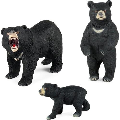 Black Bear Animal Figure Collectible Toys Wild Animal Cognition Action Figures Kids Plastic Cement Toys