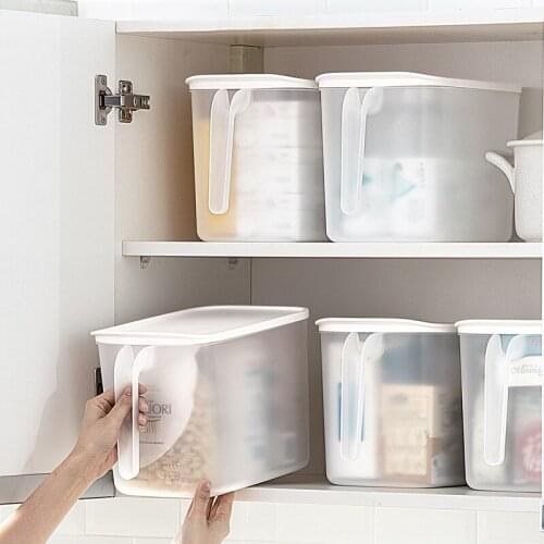 Cabinet Sealed Organizing Box With Handle And Lid Kitchen Storage Food Storage Sundries Storage Box Transparent Plastic Modern