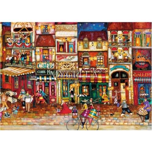 Cartoon Scenery 5d Diy Diamond Painting Full Drill Diamond Embroidery Streets of France Home Decor Diamond Mosaic Christmas Gift