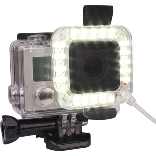 USB 20 LED Action Camera Lens Ring Shooting Nightshot Flash Fill Light Lamp for GoPro Hero 4 3+ 3 Waterproof Housing Case