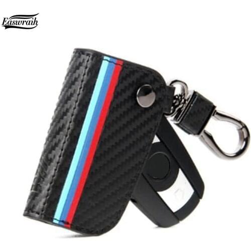Auto Carbon Fiber Leather Key Cover Case Bag For BMW F30 E90 E88 E86 F10 F15 M3 M1 2 3 5 Series X1 X3 X4 X5 X6 Z4 GT CarStyling