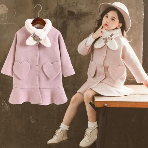 Sweet Jacket Winter Spring Coat Outerwear Top Children Clothes School Kids Costume Teenage Girl Clothing Woolen Cloth High Quali