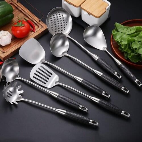 7 pcs Stainless Steel Wok Spatula Kitchen Slotted Turner Rice Spoon Ladle Cooking Tools Utensil Set Dropshipping utensilio
