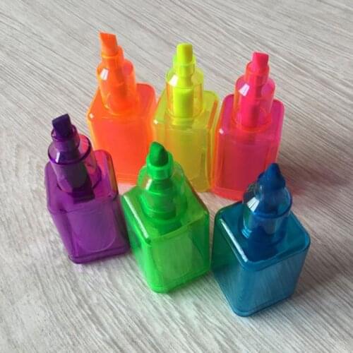 6color/set Nail-polish Bottle Shape Highlighters Creative Marker Pens School Stationery Portable Art Drawing Fluorescent Pen